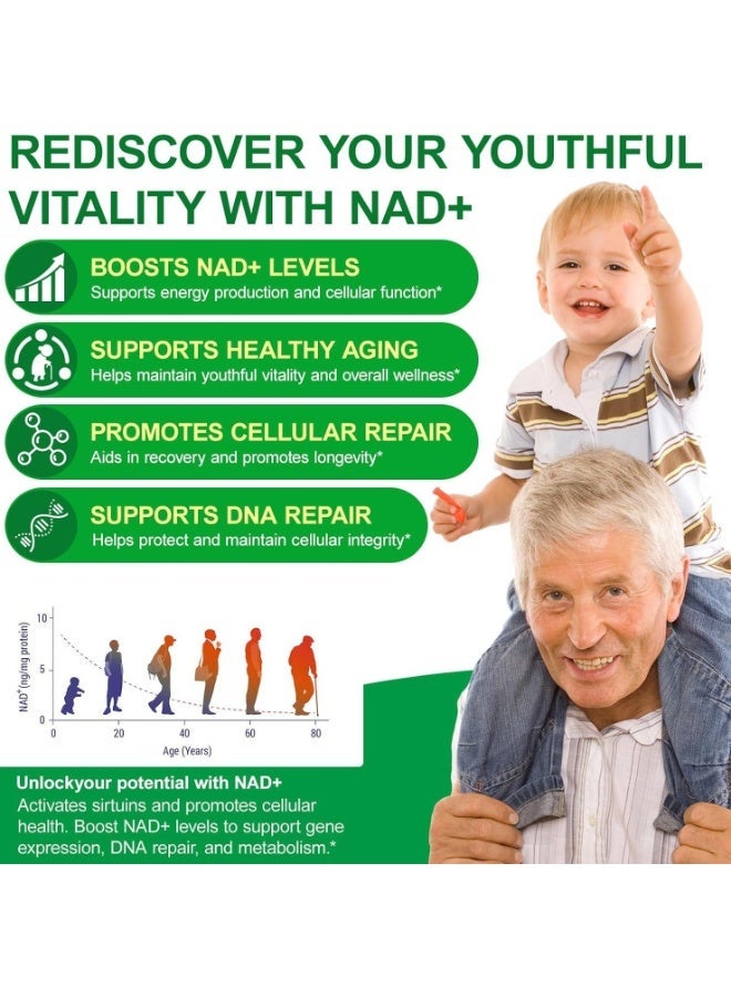 TKTALKER TKTAIKER NAD+ Supplement 2000mg Niacinamide Ribose + Resveratrol 120 Capsules Cellular Revitalizing Anti-Aging Care - Image 5