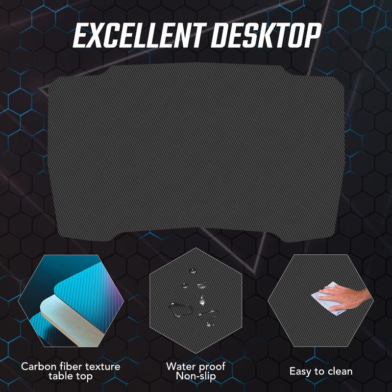 BestOffice 39" Gmaing Desk Computer Gaming Desk Z Shaped Gaming Workstation Ergonomic Gaming Table with Headphone Hook for Game Players (Red) - Image 3