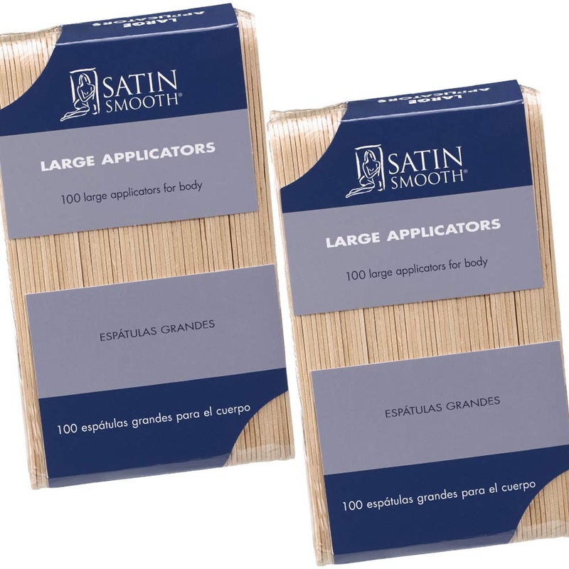 Satin Smooth Large Applicators For Hair Removal Arms Armpit Legs Chest And Back Unwanted Hair Waxing 100 ct x 2 packs