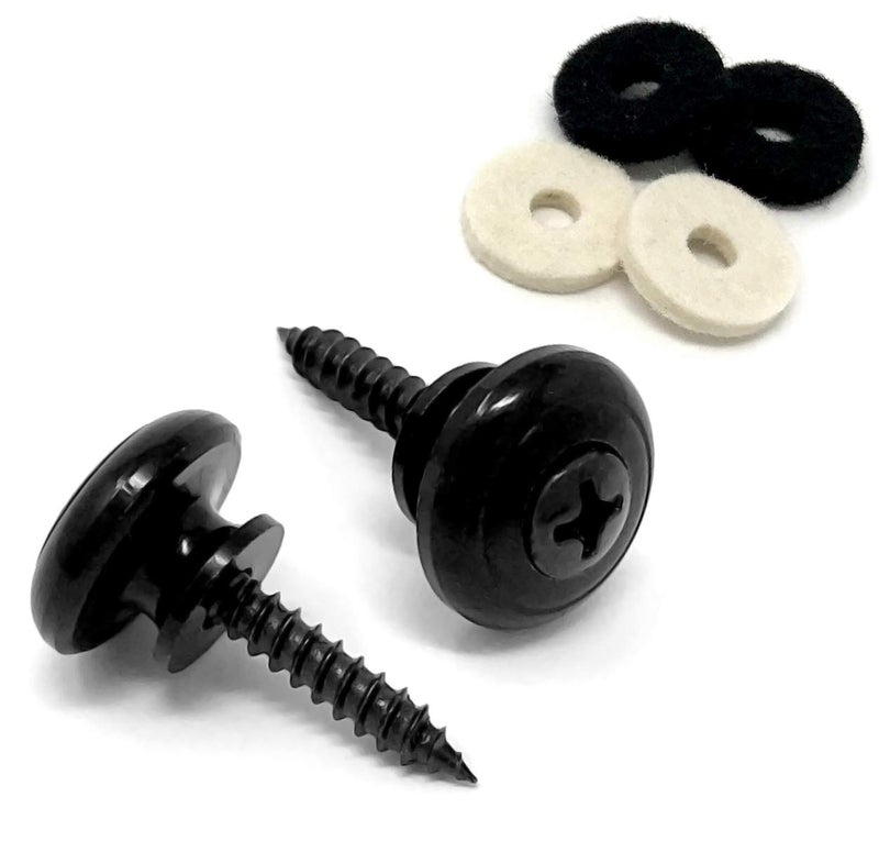 Vintage Forge Guitar Strap Buttons Black Mushroom Head for Guitar and Bass (2) with Screws and Felt Washers Universal Fit for Ibanez, ESP, Schecter, Jackson and more SB110-BLK - Image 5