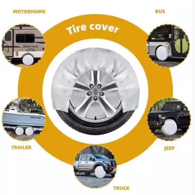 klarako Wheel Tire Covers, 32 Inch Waterproof Tire Protectors for RV Auto Truck Car Camper Trailer (Black) - Image 3