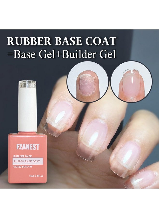 FZANEST - Rubber Base Builder Gel Polish 6Pcs*7.5Ml Set6 In 1 Builder Gel In A Bottlenail Strengthener Base Gel With Jelly Natural Nude Pink Color Uv Gel Nail Polish Kitquick Extension Gel Soak Off - Image 1