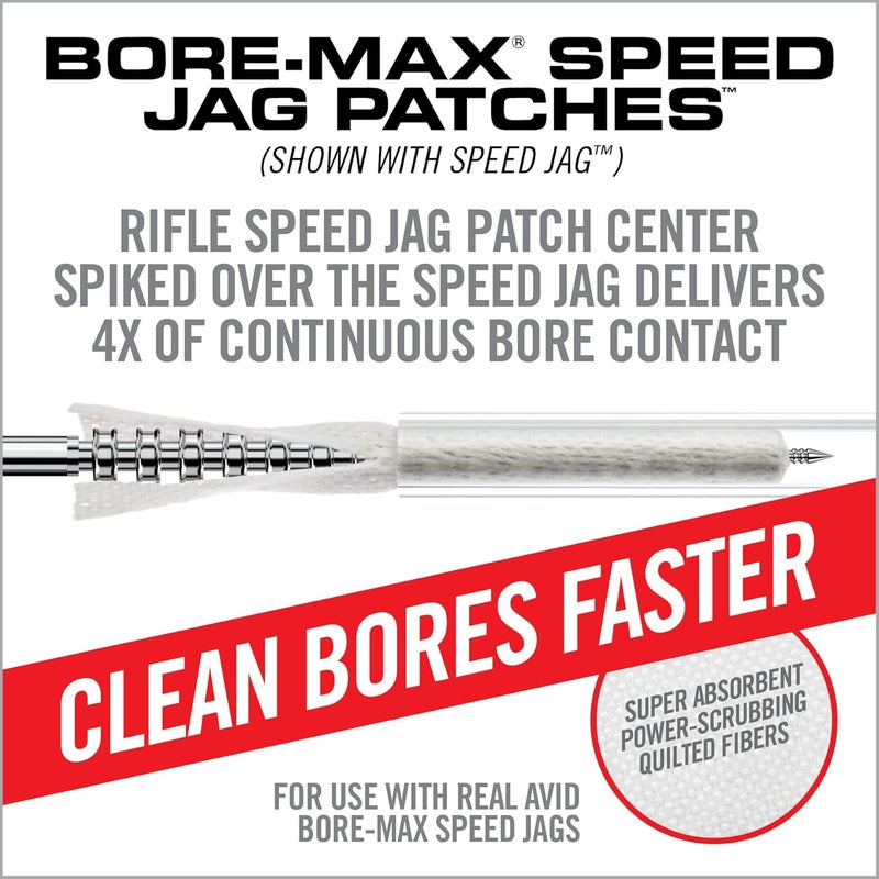 Real Avid Bore-Max Speed Jag and 25 Patches, Gun Cleaning Supplies Set With Bore Cleaning Patch Holder for Rifle and Pistol - Image 2