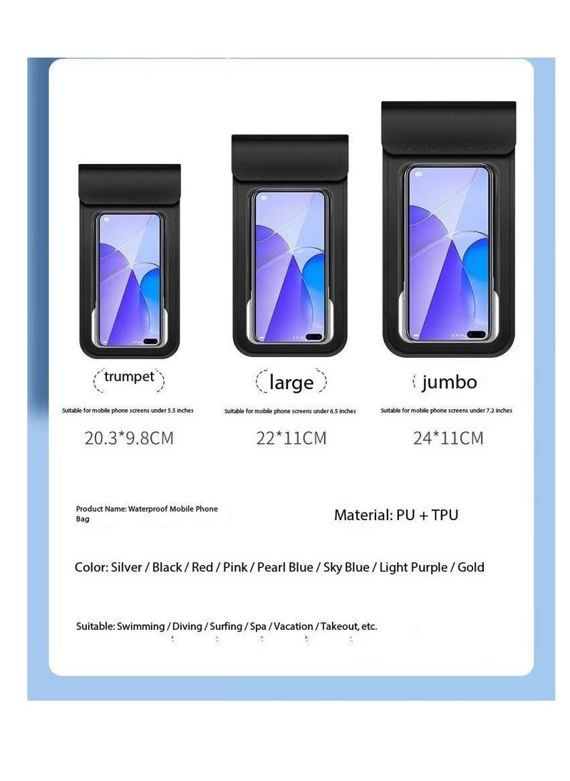 IPX8 Certified 30M Heavy Rainproof Phone Pouch for Food Delivery Riders - Sealed Transparent Touch Screen Case with Reflective Lanyard & Bike Mount Compatibility - Fit iPhone 16/15/14, Galaxy S25/S24 - Up to 7.2" Screen - Durable PVC, Shockproof & Anti-Scratch - 2 Pack（Gold-7.2inch，FLL0073811）
