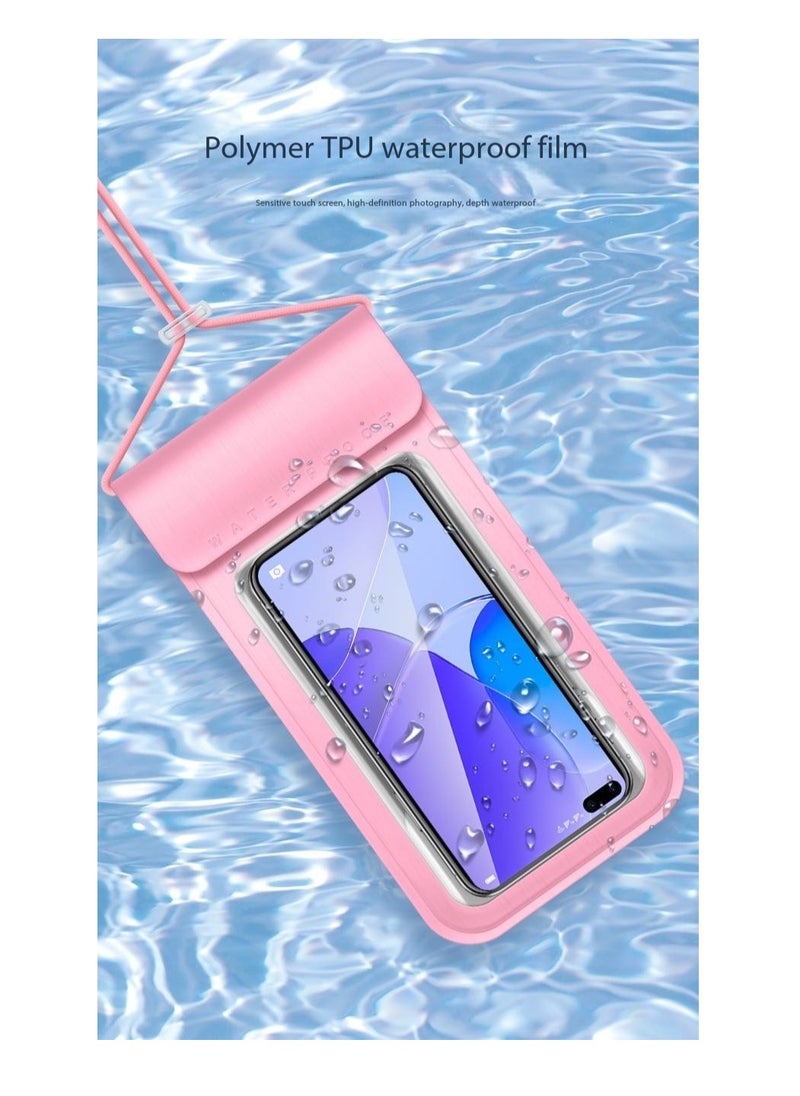 IPX8 Certified 30M Heavy Rainproof Phone Pouch for Food Delivery Riders - Sealed Transparent Touch Screen Case with Reflective Lanyard & Bike Mount Compatibility - Fit iPhone 16/15/14, Galaxy S25/S24 - Up to 7.2" Screen - Durable PVC, Shockproof & Anti-Scratch - 2 Pack（Gold-7.2inch，FLL0073811）