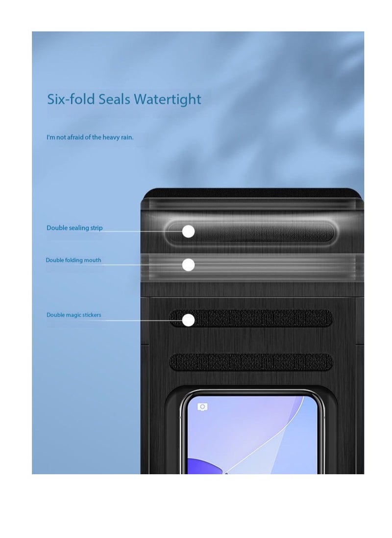 IPX8 Certified 30M Heavy Rainproof Phone Pouch for Food Delivery Riders - Sealed Transparent Touch Screen Case with Reflective Lanyard & Bike Mount Compatibility - Fit iPhone 16/15/14, Galaxy S25/S24 - Up to 7.2" Screen - Durable PVC, Shockproof & Anti-Scratch - 2 Pack（Gold-7.2inch，FLL0073811）