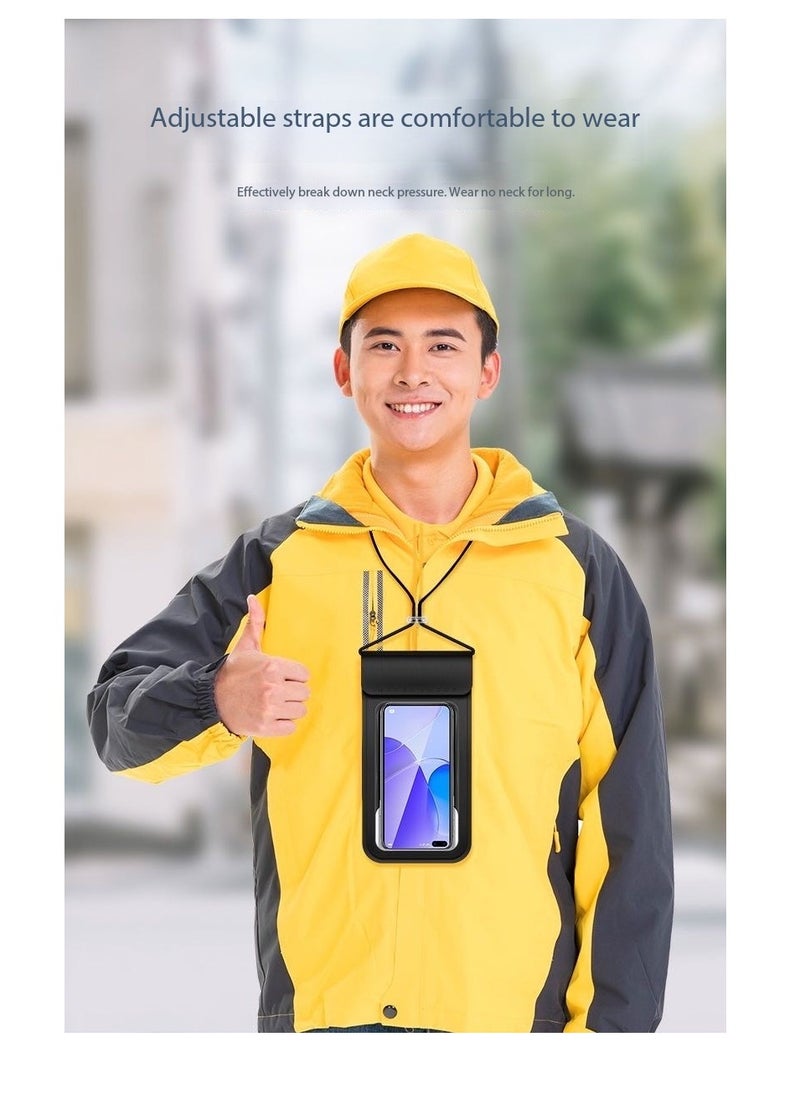 IPX8 Certified 30M Heavy Rainproof Phone Pouch for Food Delivery Riders - Sealed Transparent Touch Screen Case with Reflective Lanyard & Bike Mount Compatibility - Fit iPhone 16/15/14, Galaxy S25/S24 - Up to 7.2" Screen - Durable PVC, Shockproof & Anti-Scratch - 2 Pack（Gold-7.2inch，FLL0073811）