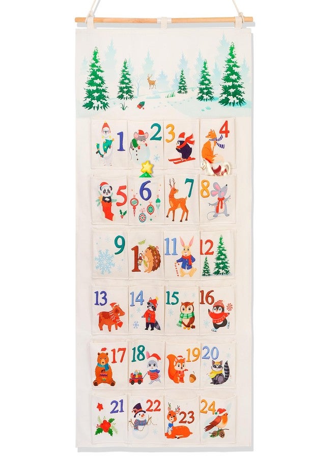 HOWAF Fabric Christmas Advent Calendar 2025 with Pockets (Countdown to Christmas), 24 Days Mystery Christmas Countdown Calendar for Xmas Holiday Home Wall Decoration, Animal Themed - Image 1