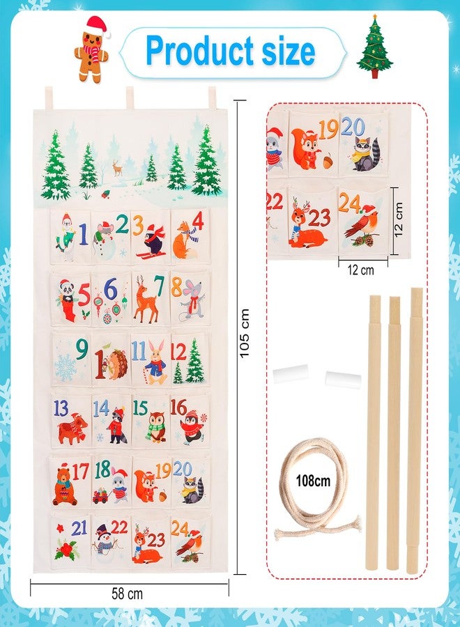 HOWAF Fabric Christmas Advent Calendar 2025 with Pockets (Countdown to Christmas), 24 Days Mystery Christmas Countdown Calendar for Xmas Holiday Home Wall Decoration, Animal Themed - Image 2