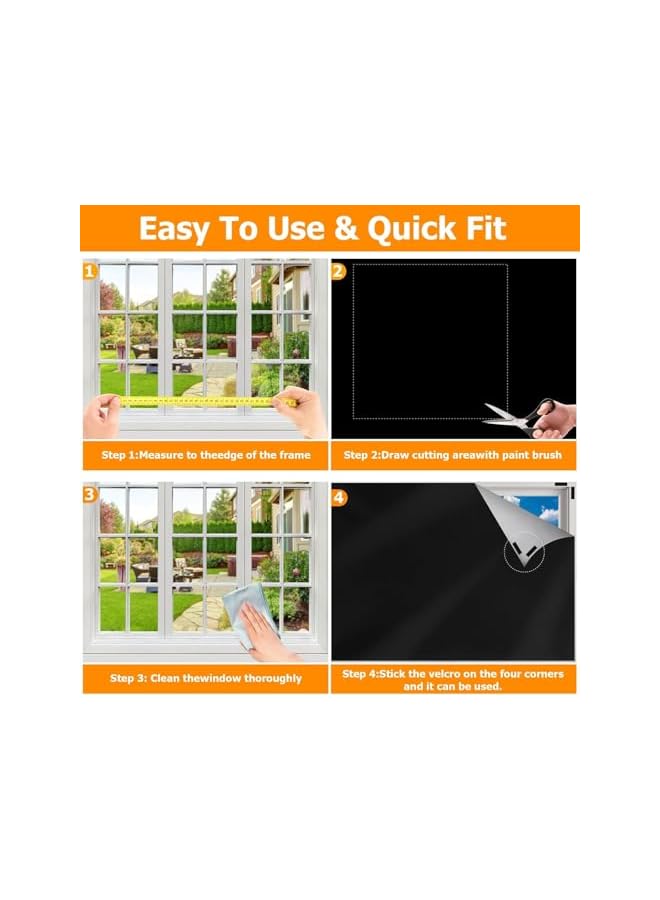 The Bros Blackout Blind,10 Pairs Blackout Curtains, 420D No Drill Portable Black Out Fabric Curtains for Bedroom, Nursery, Dorm Room and Office Windows, Contains Installation Tools (145 x 300cm) - Image 3