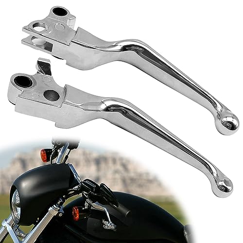 CmeRto 1 Pair Silver Motorcycle Hand Levers Brake Clutch Lever Chrome Brake Clutch Handle Compatible with Harley Sportster 883 1200 Dyna Touring Road King Heritage Softail Fat Bob - Image 1
