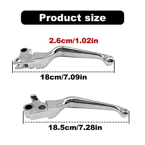 CmeRto 1 Pair Silver Motorcycle Hand Levers Brake Clutch Lever Chrome Brake Clutch Handle Compatible with Harley Sportster 883 1200 Dyna Touring Road King Heritage Softail Fat Bob - Image 3