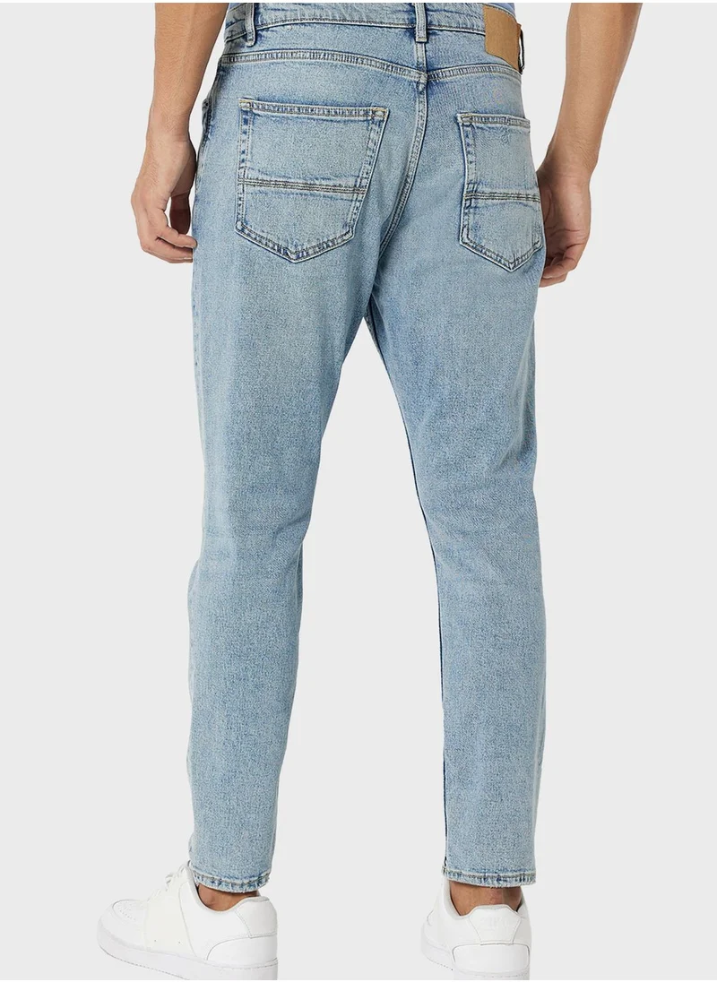 Mango Man Distressed Straight Fit Jeans