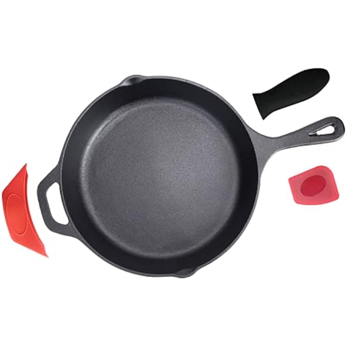 Unity 12Inch  30Cm PreSeasoned Large Heavy Duty Cast Iron Round Skillet  Oven Safe  Suitable For All Stove Hobs  Bbq Pan  Silicon Handle  Scraper Set Included - Image 2