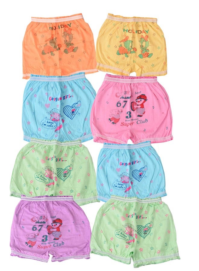 ZEKI Pure Cotton Printed Multi-Coloured Bloomer for Kids Girls & Boys Pack of 08 (18-24 Month) Multicolour - Image 1