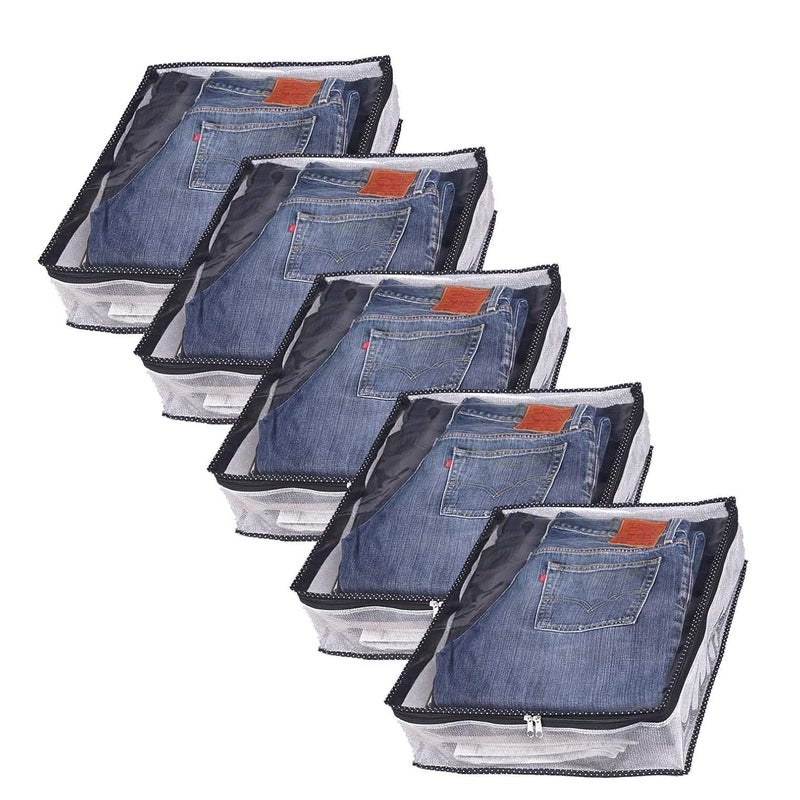 SRAJANAA Srajanaa PVC Trouser Cover for Clothes Pack of 5 Zip Closure Wardrobe Organizer Premium Clothing Storage for Pants Trousers Durable and WaterResistant - Image 1