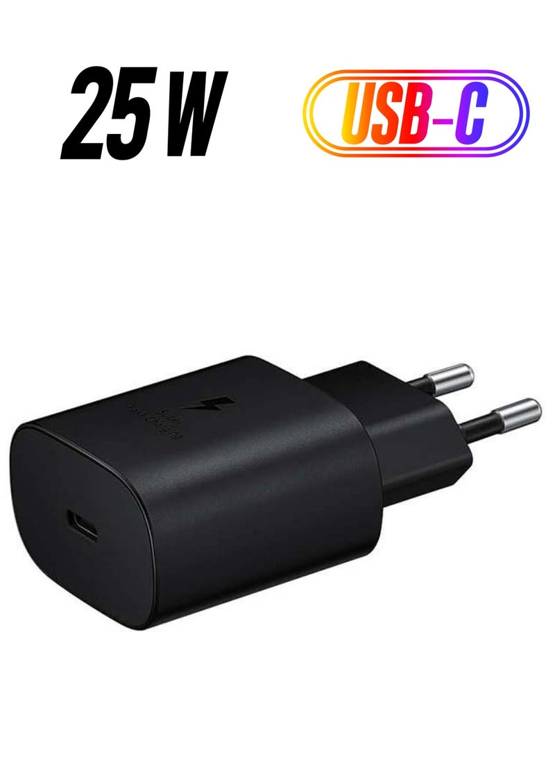 سامسونج محول شحن USB-C فائق السرعة بتقنية PD أثناء التنقل بقدرة 25 وات (مقبس أوروبي) أسود - Image 1