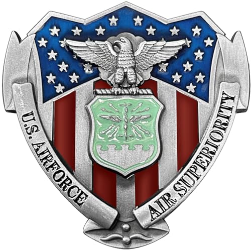 LWQLZY US Air Force Veteran Metal Car Emblem 3D Decals Shield Shape with Eagle, Enamel American Flag, 3M Adhesive, Car Medal Gift for Veterans and Military Supporters (USAF) - Image 1