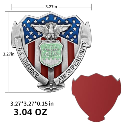 LWQLZY US Air Force Veteran Metal Car Emblem 3D Decals Shield Shape with Eagle, Enamel American Flag, 3M Adhesive, Car Medal Gift for Veterans and Military Supporters (USAF) - Image 5