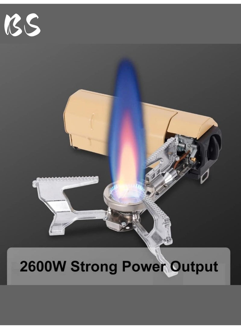 بي إس موقد بوتان محمول قابل للطي للتخييم في الهواء الطلق (2600 واط) | وقت غليان 3-5 دقائق | يتضمن حقيبة تخزين | مثالي للنزهات وحمل حقائب الظهر والمغامرات والسفر المنزلي ورحلات السيارات الترفيهية | كاكي. - Image 5