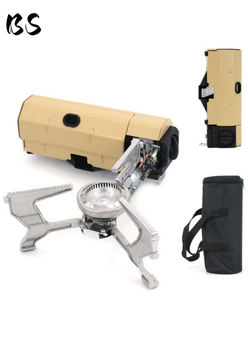 بي إس موقد بوتان محمول قابل للطي للتخييم في الهواء الطلق (2600 واط) | وقت غليان 3-5 دقائق | يتضمن حقيبة تخزين | مثالي للنزهات وحمل حقائب الظهر والمغامرات والسفر المنزلي ورحلات السيارات الترفيهية | كاكي. - Image 1