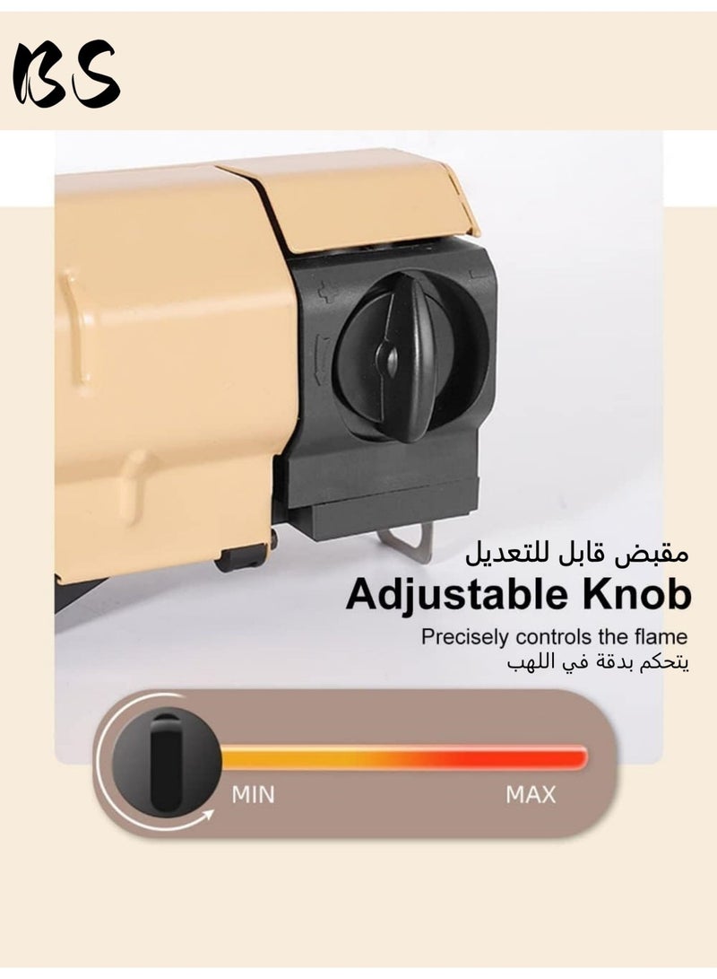 BS Foldable portable butane stove for outdoor camping(2600W) | 3-5 minute boil time | Includes storage bag | Perfect for picnics, backpacking, adventures, home travel, and RV trips | Khaki. - Image 4