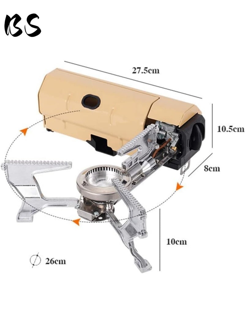 BS Foldable portable butane stove for outdoor camping(2600W) | 3-5 minute boil time | Includes storage bag | Perfect for picnics, backpacking, adventures, home travel, and RV trips | Khaki. - Image 3