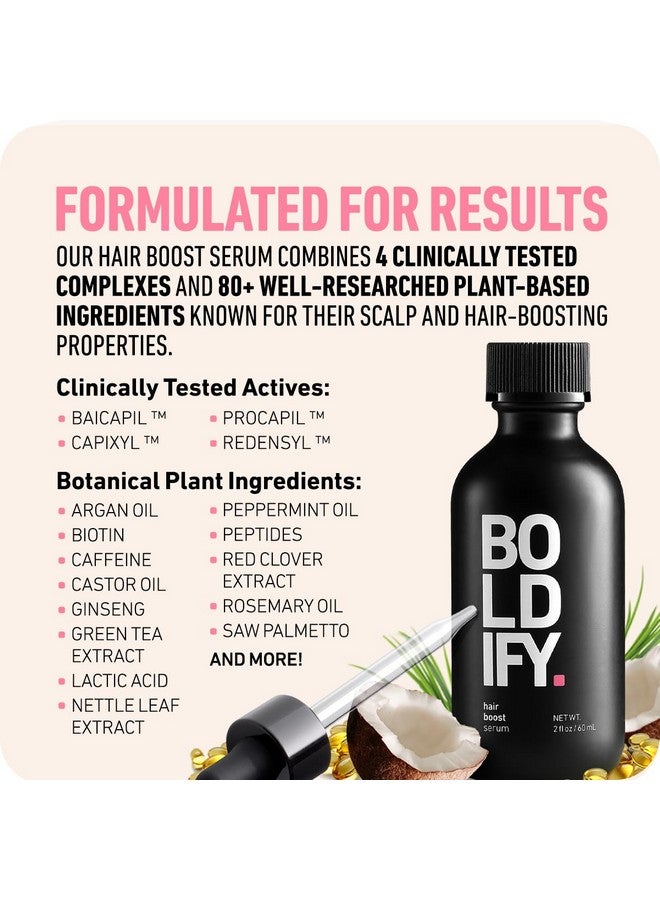 Boldify Hair Growth Serum - 2 Oz, 30 Natural Boosters + 4 Clinically Proven Peptides, Lightweight Non-Greasy Scalp Treatment For Thicker, Fuller Hair For Women & Men - Image 2
