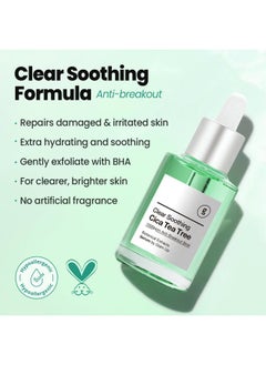 Glam Up CICA Tea Tree serum Double Shot 30ml(1.12 Fl Oz) With HYALURON+BHA Calming Booster Acne Treatment Tea Tree Oil & Niacinmid for Acne Blackhead Treatment, Sensitive Skin Care  - Image 2