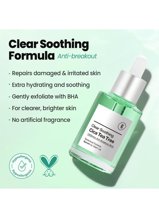 Glam Up CICA Tea Tree serum Double Shot 30ml(1.12 Fl Oz) With HYALURON+BHA Calming Booster Acne Treatment Tea Tree Oil & Niacinmid for Acne Blackhead Treatment, Sensitive Skin Care  - Image 2
