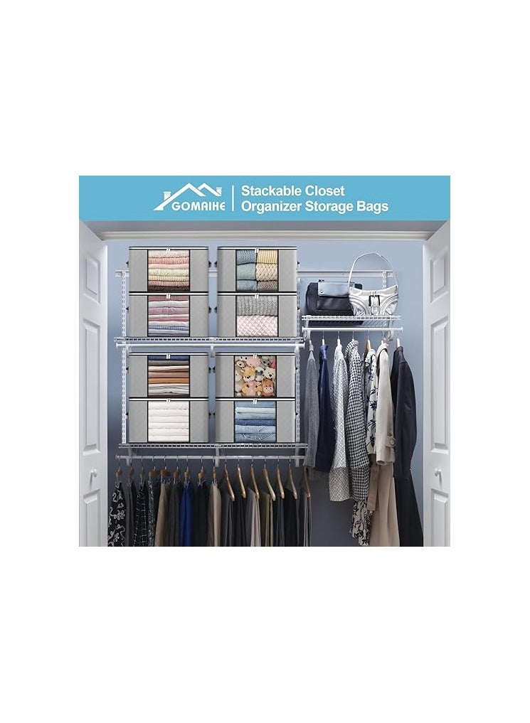 PCS 6pcs Large Capacity Closet Boxes, Folding Space Saving Closet Containers, Zipper Reinforced Handle Organizer Cabinet,Moving Boxes for Clothes Quilts, Linen  - Image 2