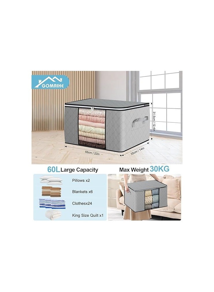 PCS 6pcs Large Capacity Closet Boxes, Folding Space Saving Closet Containers, Zipper Reinforced Handle Organizer Cabinet,Moving Boxes for Clothes Quilts, Linen  - Image 3