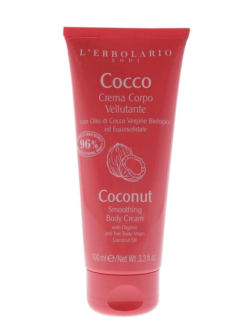 L'Erbolario L’Erbolario Coconut Smoothing Body Cream - Intensely Nourishing Coconut Body Cream - Cocoa Butter and Vitamin E - Tropical, Beachy Fragrance - 3.3 oz