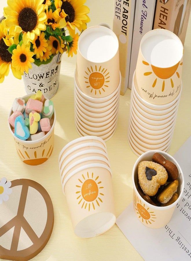 Whaline 60Pcs Summer Boho Sun Paper Snack Cups 8oz First Trip Around The Sun Disposable Paper Bowls Boho Hippie Sunshine Dessert Bowls Ice Cream Bowl for Hot Cold Food Birthday Baby Shower Party Decor - Image 3
