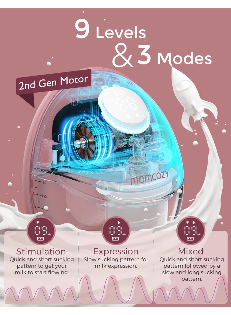 Momcozy مضخة ثدي بدون استخدام اليدين طراز M6، فلانج DoubleFit لمزيد من الملاءمة والخصوصية مع 3 أوضاع و9 مستويات، 24 مم - Image 3
