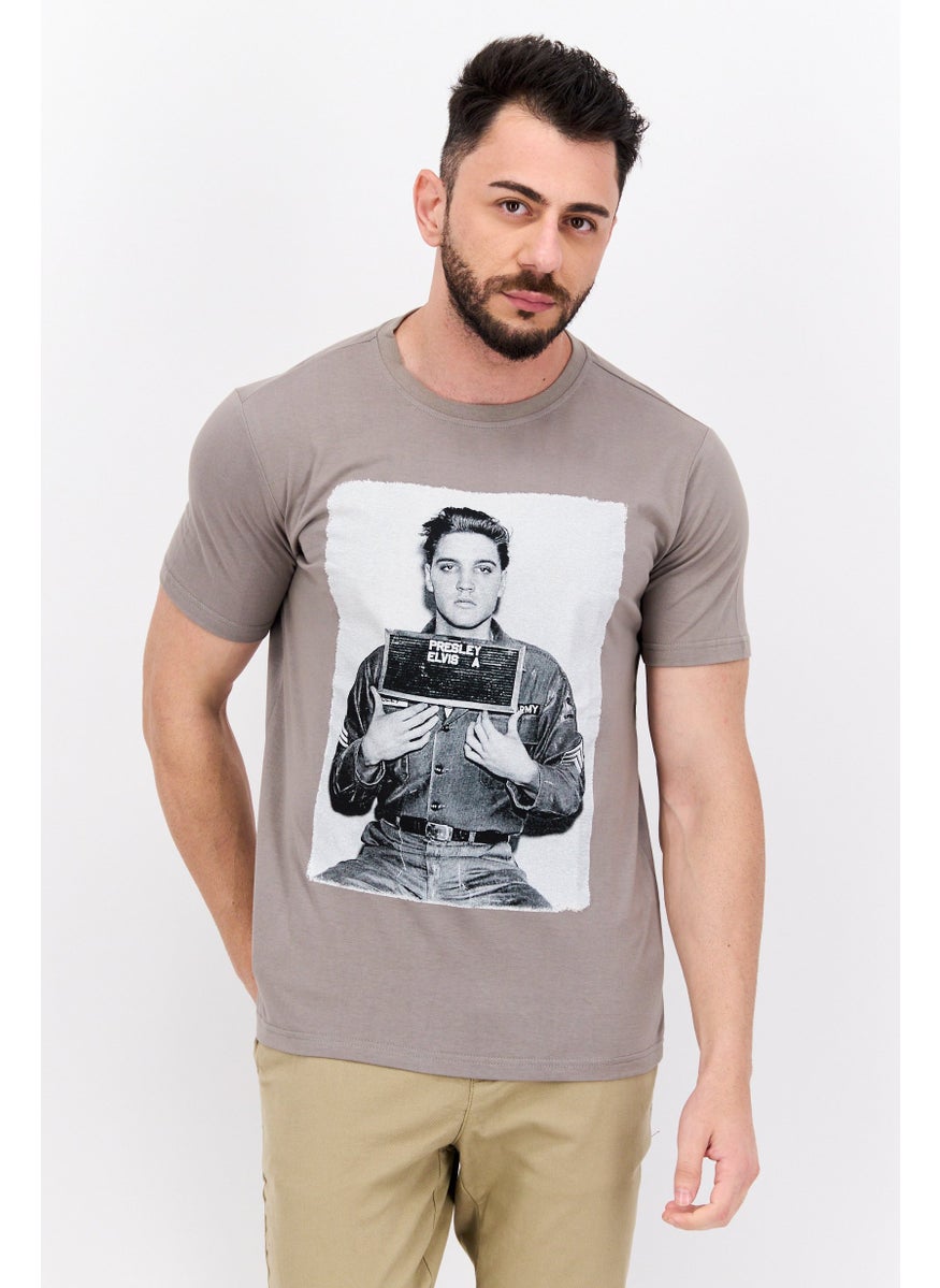 ELVIS Men Crew Neck Short Sleeve Graphic Print T-Shirt, Grey Combo  - Image 1