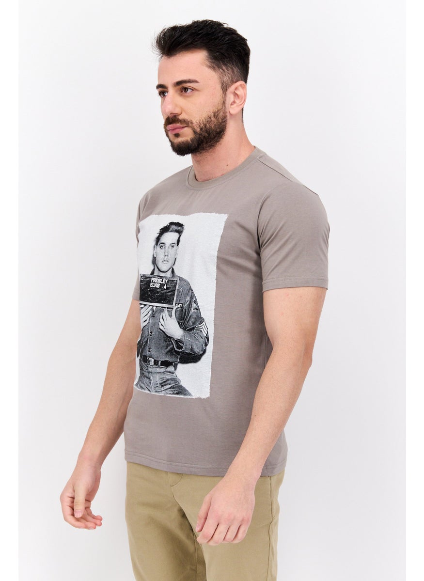 ELVIS Men Crew Neck Short Sleeve Graphic Print T-Shirt, Grey Combo  - Image 2