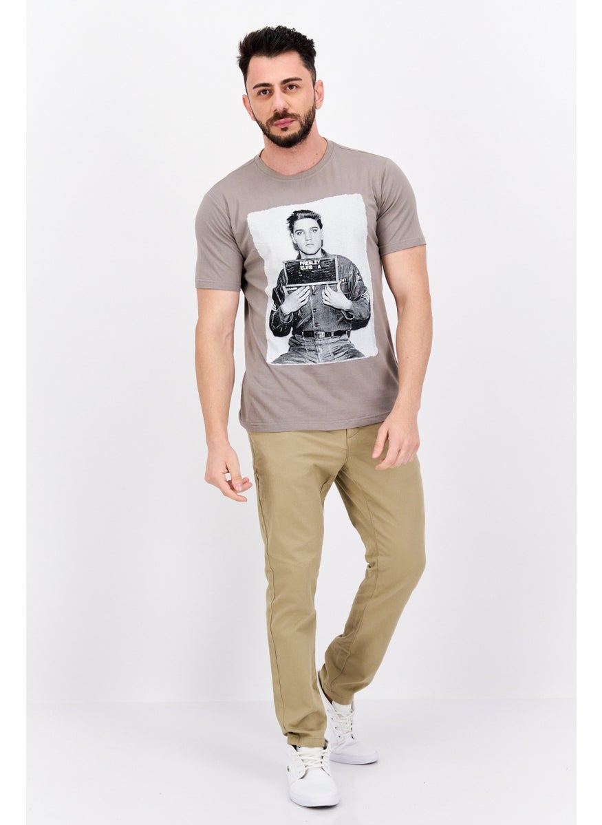 ELVIS Men Crew Neck Short Sleeve Graphic Print T-Shirt, Grey Combo  - Image 4