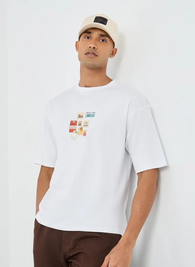 Styli Styli Graphic Print Crew Neck Oversize T-Shirt