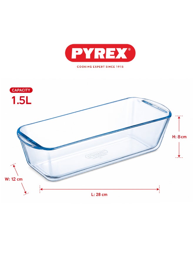 بيريكس Pyrex Bake&Enjoy Rectangle Loaf Dish 28cm 1.5L Borosilicate Glass Baking Pan, Oven, Microwave & Dishwasher Safe, Ideal for Cakes, Brownies, Quiches & Gratins, BPA Free 28cm - Image 2