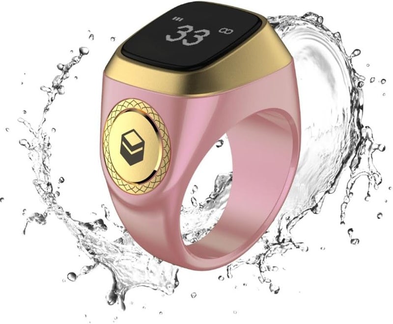 WELL iQIBLA Smart Tasbih Zikr Ring- الصلاة المسلمة- تذكير توقيت الصلاة شاشة OLED Tasbih Counter Smart Ring تكنولوجيا قابلة للارتداء مقاومة للماء (20MM بلاستيك ، وردي) - Image 2