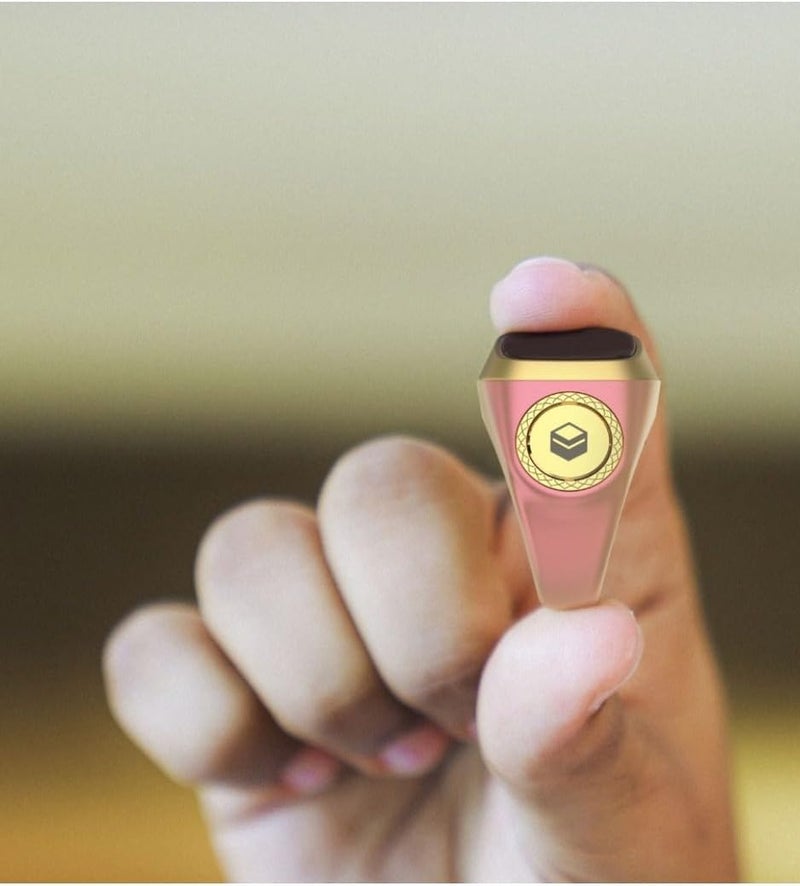 WELL iQIBLA Smart Tasbih Zikr Ring- الصلاة المسلمة- تذكير توقيت الصلاة شاشة OLED Tasbih Counter Smart Ring تكنولوجيا قابلة للارتداء مقاومة للماء (20MM بلاستيك ، وردي) - Image 4