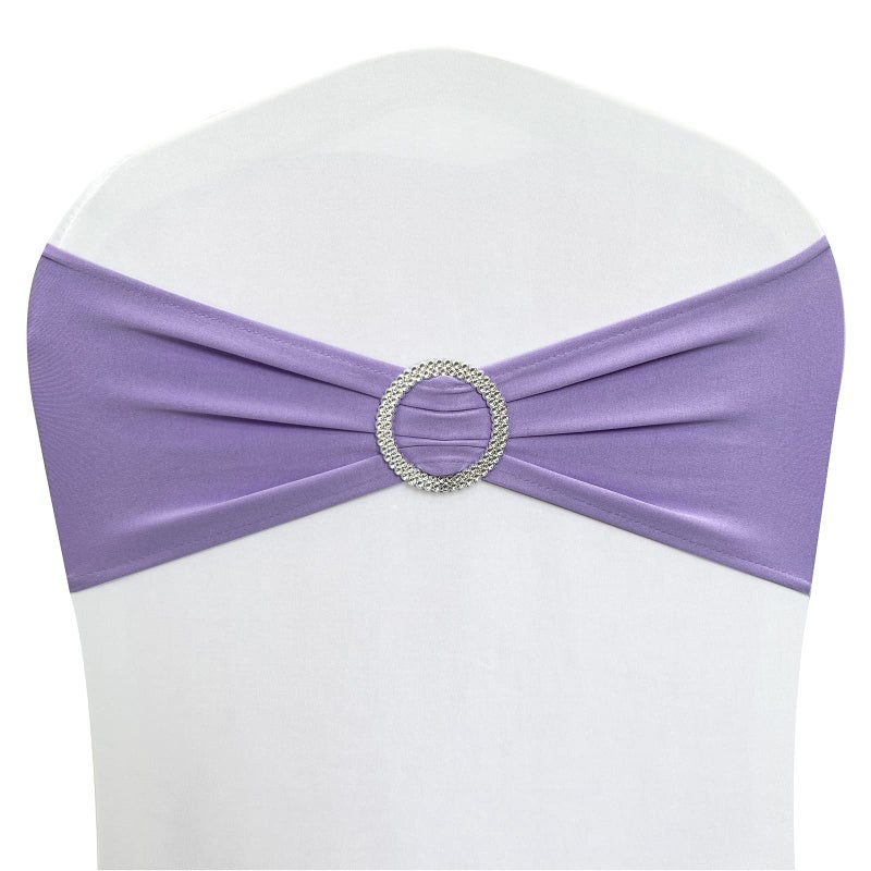 Maiangel Maiangel Spandex Chair Sashes Bands 30PCS Stretch Chair Ties Bows with Buckle Slider for Wedding Party Banquet Decoration Lavender 