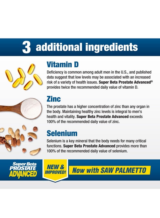SUPER BETA PROSTATE سوبر بيتا بروستات متقدم مع ساو بالميتو - مكملات صحة البروستاتا للرجال، دعم المثانة والمسالك البولية مع بيتا-سيتوستيرول، ريشي، ساو بالميتو، فيتامين د، أكسيد الزنك، سيلينيوم - 60 حبة - Image 5