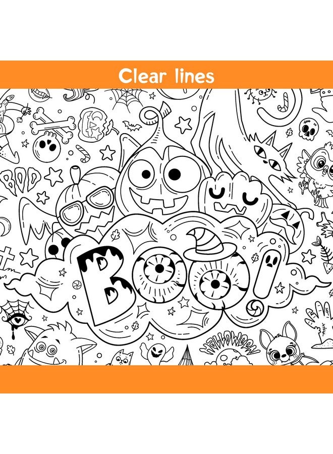 HOWAF Giant Boo Coloring Poster With 24pcs Paint Pens, Jumbo Halloween Banner for Kids Party Game Activities, Large Happy Coloring Table Cover - Image 4