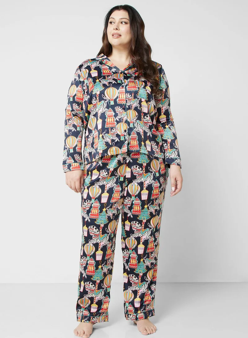 CHELSEA PEERS Printed Shirt & Pyjama Set