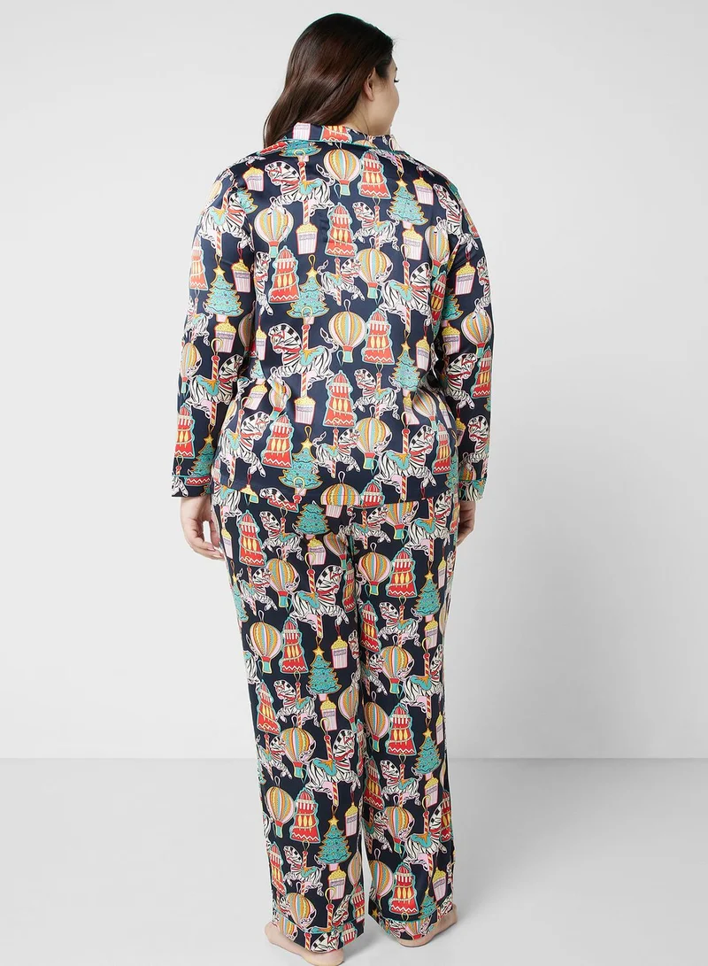 CHELSEA PEERS Printed Shirt & Pyjama Set