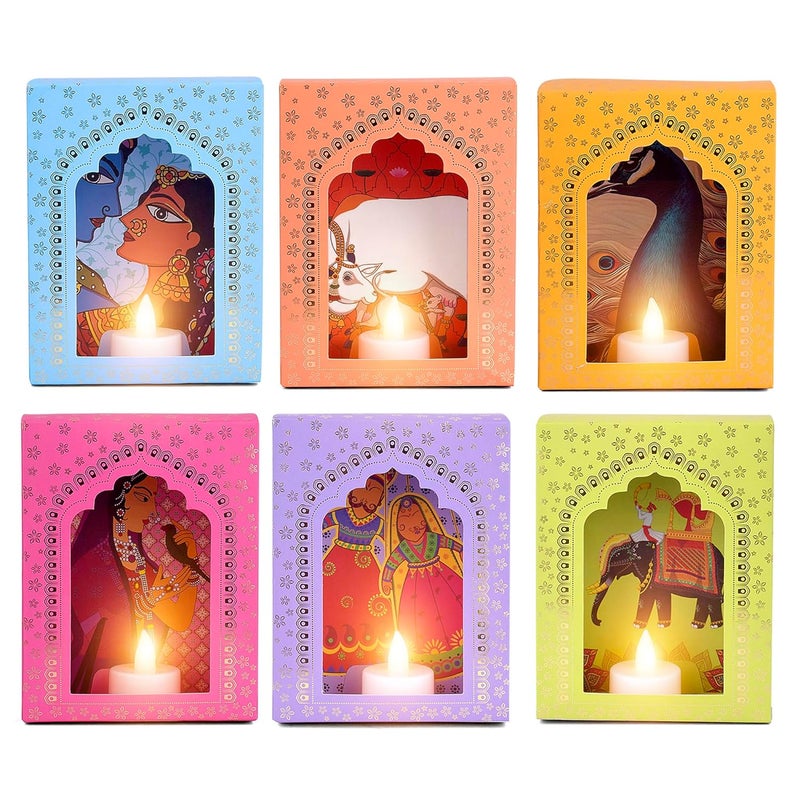 SATVIK STORE SATVIK Deepmala Jharoka Decorative Box 6 Frames in a Box Traditional Indian Home Decor Item DIY Craft Traditional Frame for Festive Diwali Decoration - Image 1