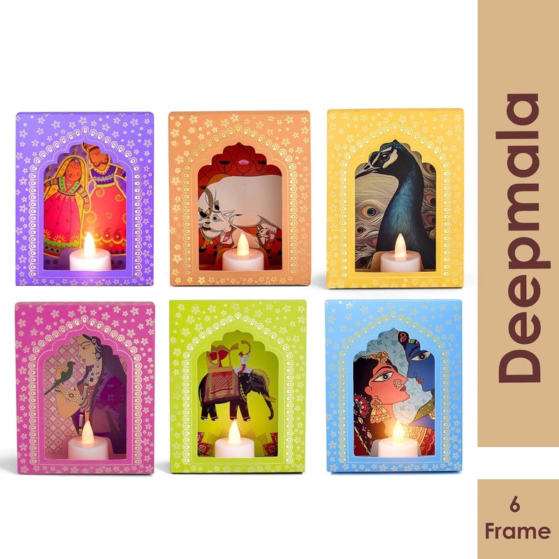 SATVIK STORE SATVIK Deepmala Jharoka Decorative Box 6 Frames in a Box Traditional Indian Home Decor Item DIY Craft Traditional Frame for Festive Diwali Decoration - Image 4