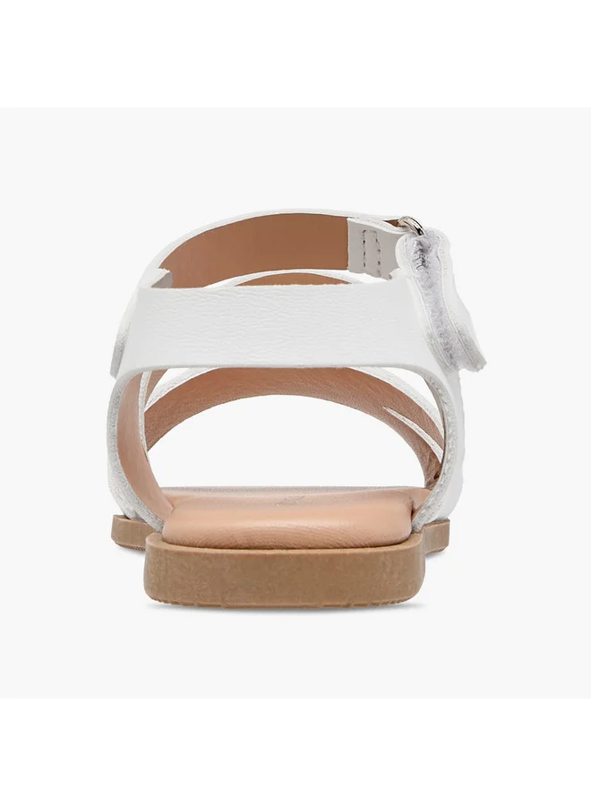 Flora Bella By Shoexpress Girls Strap Detail Sandals with Hook and Loop Closure